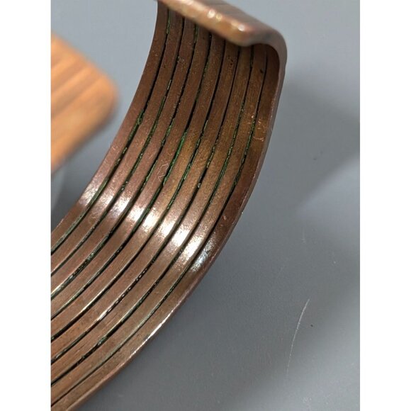 Vintage Copper Multi Bar Cuff Bracelet 6 inches - Picture 8 of 10